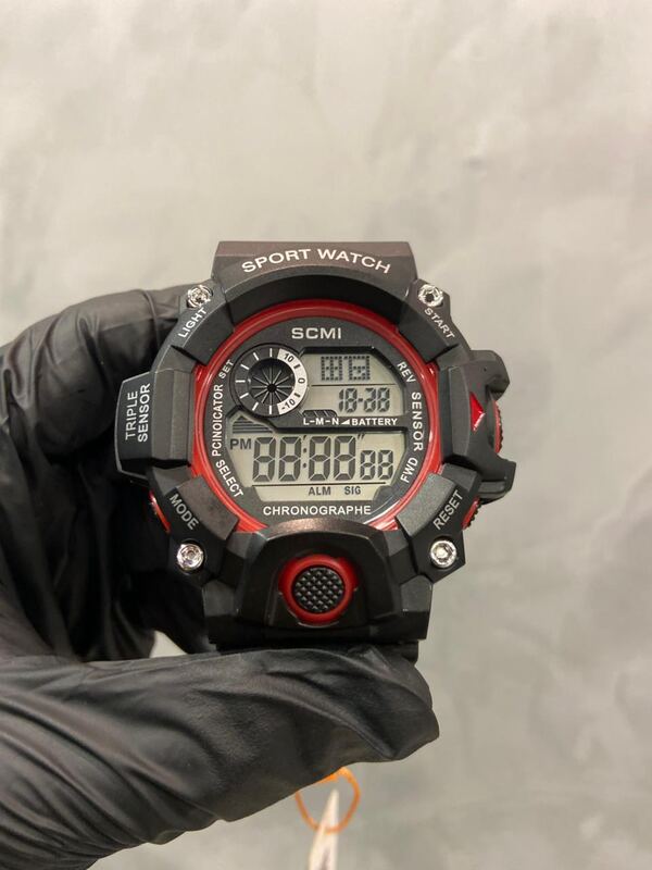 Relogio Digital Militar Dual-Time Azul Vermelho